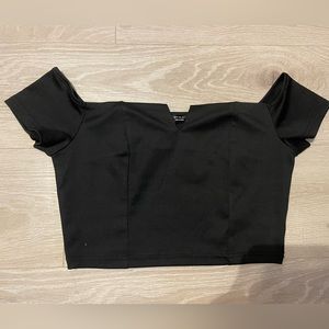 cute off the shoulder black crop top